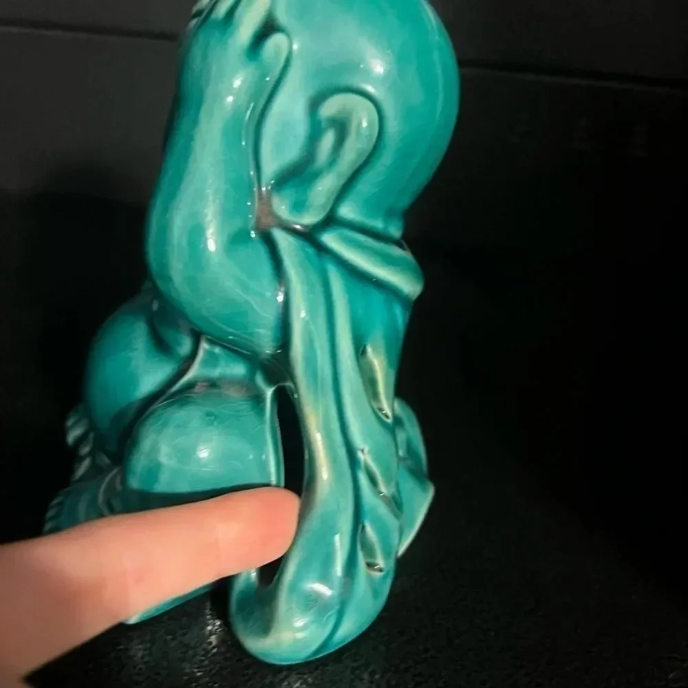 Vintage Green blue Buddha potpourri holder see no evil - Picture 7 of 8